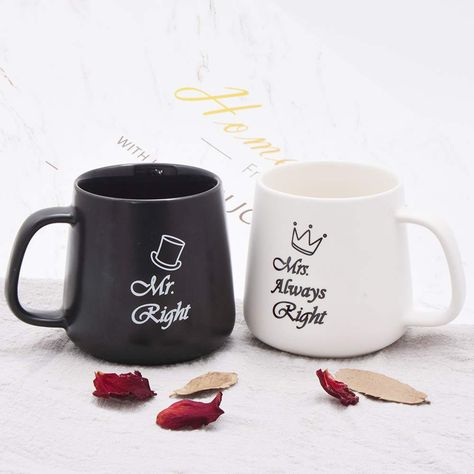 PRICES MAY VARY. COUPLE GIFTS- Perfect Wedding gifts for couples Mugs, with premium ceramic material, you can also brand the unique wedding gifts for bride and groom. MR RIGHT and MRS ALWAYS RIGHT COFFEE MUGS- Is it the best marriage look we want to have? For those newlywed couples future mrs or bride to be,they all love marriage gifts bridal shower gifts for sure,happy wife equals happy life sometimes. WEDDING ANNIVERSARY GIFTS for COUPLES- For the big day, important occasion, this mr and mrs c Mr Right Mrs Always Right, Gifts For Bride And Groom, Married Couple Gifts, Gifts For Bride, Mrs Always Right, Anniversary Couple, Bridal Shower Gifts For Bride, Wedding Gifts For Bride And Groom, Couples Bridal Shower