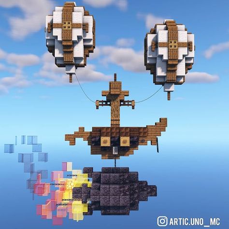 Minecraft Blimp, Hot Air Balloon Minecraft Build, Air Ship Minecraft, Minecraft Biplane, Minecraft Rocket, Minecraft Beacon Design, Minecraft Airship, Steampunk Ship Minecraft, Minecraft Steampunk Windmill