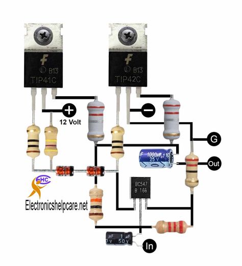 DIY amplifier circuit diagram Amplificador 12v, Amplifier Circuit Diagram, Diy Amplifier, Speaker Projects, Electronics Basics, House Wiring, Electronic Circuit Projects, Album Foto, Electronic Circuit