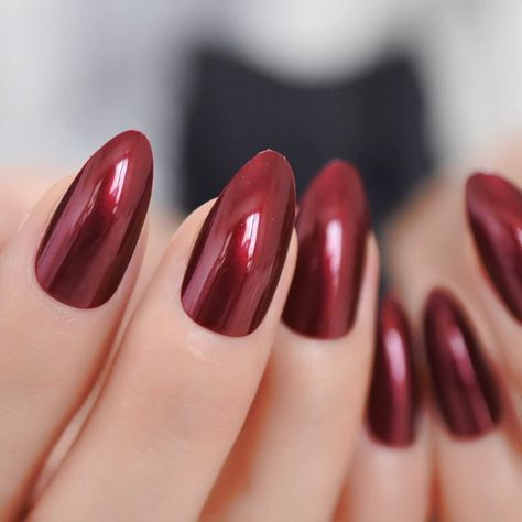 STILETTO *BURGUNDY SPARKLE* Full Cover Shimmer 24 Nail Tips Press On Glue Set! Wine Red Nails, Faux Nails, Cover Nails, Nail Store, Red Acrylic Nails, Nails Fake, Shiny Nails, Fake Nail, Nail Length