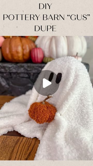 Jessica Cole on Instagram: "DIY “Gus the ghost” dupe!  Here’s a super easy and cheap way to get Gus in your home (without the $85 price tag!)  All supplies linked in my LTK https://liketk.it/4ifzC  All you need is: Stuffed animal (I used my daughters squishmellow)  White plush blanket (comment LINKS to be sent the amazon link to your DM)  Black felt with back adhesive   Plush pumpkin (I got from dollar tree)  2 safety pins to attach the pumpkin  You can also choose to make Gus without the pumpkin! (That version sells for $80!)   #halloween #halloweendecor #halloweendiy #halloweendiydecor #gustheghost #potterybarn #potterbarndiy #potterybarnhalloween #potterybarndupe #spookyseason #halloweencrafts #ghostpillow #instagood #instagram #follow @shop.ltk" Halloween Stuffed Animals Diy, Gus The Ghost Pillow Diy, Potter Barn, Diy Halloween Ghosts, Pottery Barn Halloween, Ghost Pillow, Ghost Diy, Amazon Link, Diy Pottery