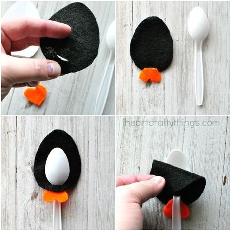 Penguin Crafts Preschool, Winter Crafts For Toddlers, Plastic Spoon Crafts, Spoon Craft, Penguin Crafts, Penguin Craft, Spoon Crafts, Animal Crafts For Kids, Winter Crafts For Kids