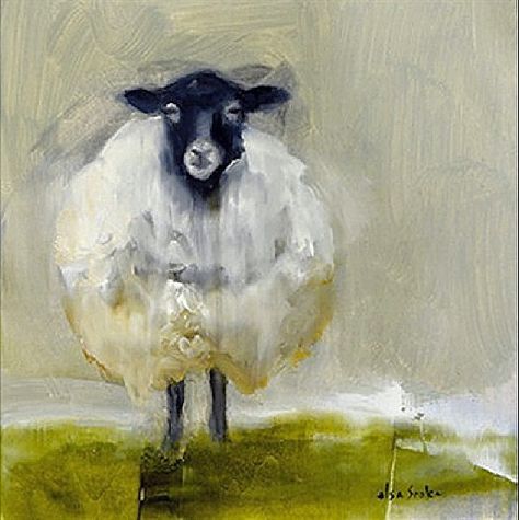 Sheepish by Elsa Sroka Oil ~ 8" x 8" Sheep Paintings, Sheep Art, Farm Art, A Sheep, Arte Animal, Art Abstrait, Painting Projects, Art Paint, Animal Paintings