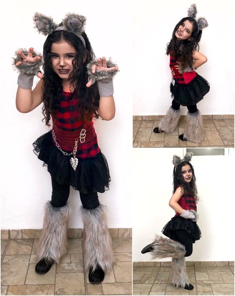 Werewolf Costume Kids Diy, Cute Wolf Costume, Kids Werewolf Makeup, Diy Werewolf Costume Women, Diy Werewolf Costume Kids, Halloween Wolf Costumes, Diy Wolf Costume Kids, Cute Werewolf Costume, Werewolf Makeup Kids