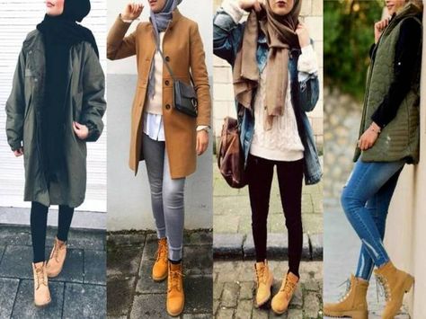 Winter Hijab fashion combinations | Just Trendy Girls Outfits Con Botas Timberland, Timberland Outfits Women, Timberland Outfit, Fashion Outfits Winter, Winter Hijab, Fashion Combinations, Timberland Boots Outfit Mens, Outfit Botas, Timberland Boots Outfit