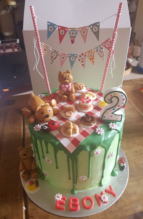 Teddy Bear Picnic Birthday Party Cake, Teddy Bears Picnic Cake, Teddy Bear Picnic Birthday Cake, Teddy Bear Tea Party Birthday, Picnic Theme Cake, Havana Cake, Nct Cake, Picnic 1st Birthday Party, Teddy Bears Picnic Party