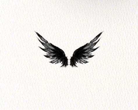 Crow Tattoo Minimal, Dainty Raven Tattoo, Dainty Crow Tattoo, Crow Wing Tattoo, The Crow Tattoo Ideas, Lucifer Wings Tattoo, Black Angel Wings Tattoo, Dark Angel Wings Tattoo, Black Wing Tattoo