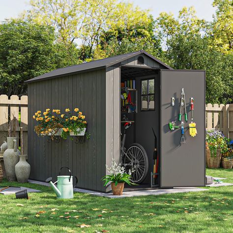 PRICES MAY VARY. Easy Installation: Creative designed One-Piece Panel Plug-In Construction reduces screws by 20%, which directly saves 30% of installation time, allowing you to assemble our sheds conveniently with just ONE PERSON. Long Lasting & Durable: Patiowell Shed is made of high quality plastic sheets to protect your tools, equipment and outdoor supplies. Its wind, sun and rain protection make it resistant to damage and suitable for use in any weather. Stable Floor Base: The shed features Outside Shed, Shed With Windows, Backyard Garden Patio, Outside Sheds, Resin Sheds, Shed Windows, Outdoor Storage Solutions, Outdoor Storage Shed, Tool Shed