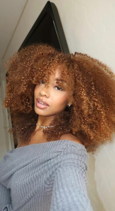 Blonde Curly Afro, Curly Afro Hair, Ginger Honey, Honey Brown Hair, Big Curly Hair, Dyed Hair Inspiration, Colored Curly Hair, Dyed Natural Hair, Natural Curls Hairstyles