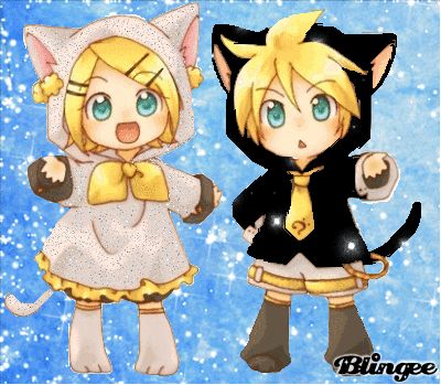 gif rin y len Len Y Rin, Desenhos Love, Kagamine Rin And Len, Rin Kagamine, Chibi Cat, Vocaloid Characters, Kawaii Chibi, Anime Pictures, Anime Cat