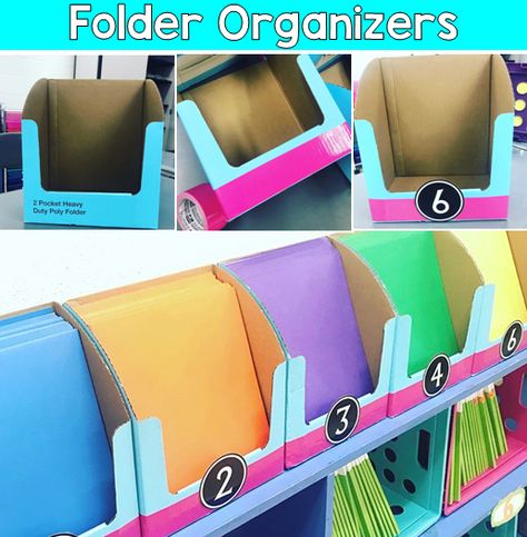 Diy Classroom Storage Ideas, Classroom Folder Organization, Calculator Organization Classroom, Teacher Folder Organization, Student Folder Organization, Individual Student Supply Storage, Classroom Organization Middle School Math, Classroom Journal Storage, Sticker Store Classroom Middle School