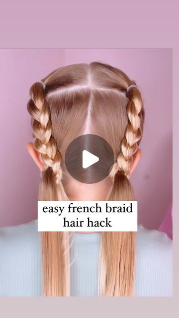 Easy French Braids For Beginners, How Do You French Braid, Mock French Braid, Easy Hair Styles For Little Kids, Easy Double Braid Hairstyles, French Braid Hack Simple, Girls French Braid Hairstyles, Easy French Braid Hack, Fake French Braid Pigtails