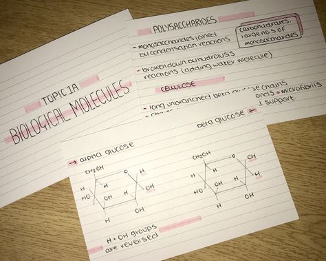 A Level Biology Flashcards, Monosaccharides Notes, Flash Cards Ideas Study, Flashcards Aesthetic, Flashcard Ideas, Studying Goals, Bullet Notes, Biological Molecules, Anatomy Notes