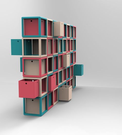 Odu - office container system by Alberto Vasquez, via Behance Modular Storage Office, Modular Shelf System, Modular Collaboration Furniture, Plastic Modular Cube Storage Collapsable, Directory Design, Modular System, Modular Furniture, Brand Building, Design Jobs