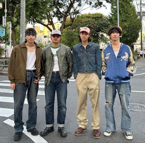 Japanese Denim Outfit, 90s Denim Outfit, Americana Fashion Men, Americana Outfits, Japanese Mens Fashion, Denim Outfit Men, Mens Fashion Denim, 90s Fashion Men, Minimalist Fashion Men