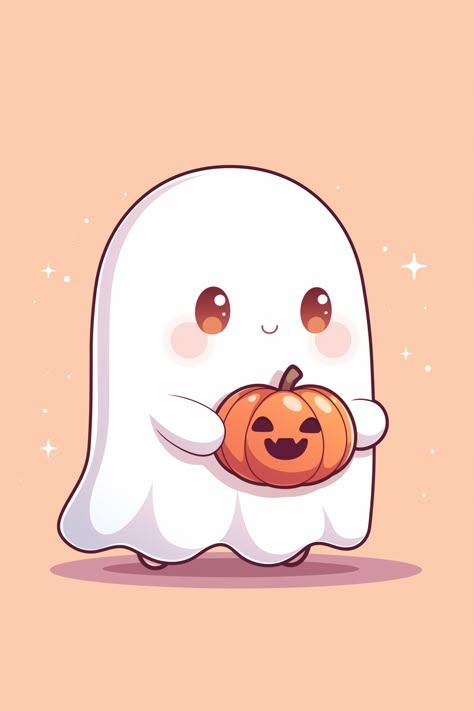 43 Cute Kawaii Halloween Drawings with Short Stories and a Video Cute Kawaii Pictures, Halloween Cute Ghost, Cute Halloween Cartoons, Pumpkin Logo, Cute Fall Animal Drawings, Cute Halloween Animals Drawing, Cute Pumpkin Pie Drawing, Cute Ghost Illustration, Cute Pumpkin Drawing