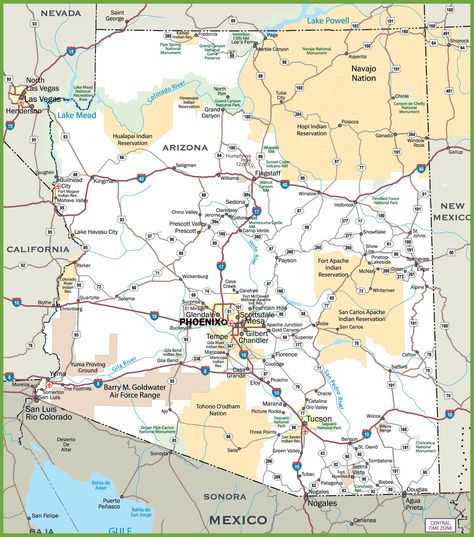 Arizona road map Maps Aesthetic, Arizona State Flag, Highway Map, Arizona Map, Arizona City, Lake Havasu City, County Map, State Of Arizona, Arizona Travel