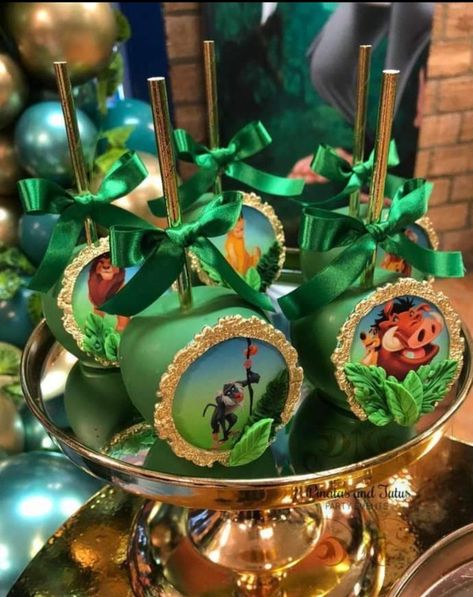 Lion King Candy Apples, Lion King Candy Table, Lion King Treats Ideas, Lion King Food Ideas, Lion King Treats, Lion King Baby Shower Ideas Decoration, Lion King Party Ideas, Lion Birthday Theme, Lion King Party Favors