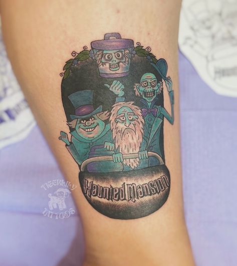 hitchhiking ghosts and hatbox ghost! thank you zoey for getting such a cool tattoo! 👻 * * * @blackclaw @dynamiccolor @thesolidink @masttattoo.official @luckysupplyusa @dragonhawktattoos @dragonhawkofficial @starbritecolors * * * #art #artist #tattooartist #lasvegas #vegas #tattooer #tattoo #tattoos #ink #inked #traditional #traditionaltattoo #americantraditional #pussykattattoo #pkt #vegasartist #femaletattooer #blackclaw #cutetattoos #girlytattoos #femininetattoos #hauntedmansion #hauntedma... Hatbox Ghost Tattoo, Hatbox Ghost, Black Claws, Hitchhiking Ghosts, Cool Tattoo, Girly Tattoos, Hat Boxes, Feminine Tattoos, American Traditional