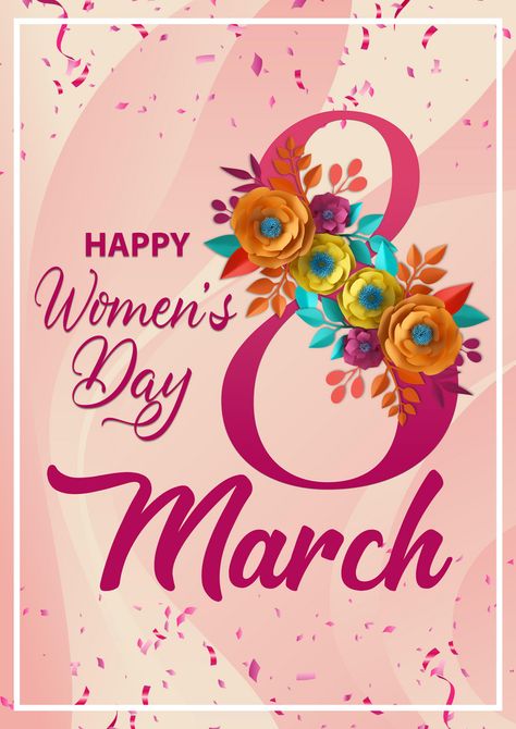 8th Of March Poster, Happy Womens, Women's Day 8 March, Happy Woman Day, 8 March, Poster Psd Free Download, Happy Woman, Poster Psd, March 8