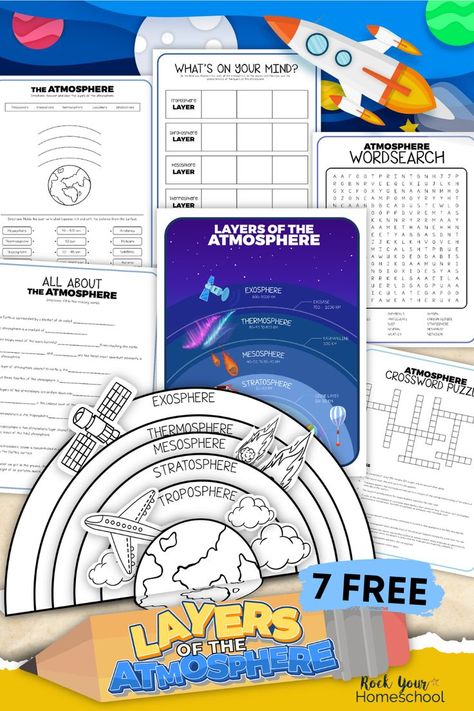 Atmosphere Activities, Earth's Atmosphere Layers, Layers Of The Atmosphere, Layers Of Atmosphere, Homeschool Binder, Science Unit Studies, Earth Activities, Earth Science Activities, Sixth Grade Science