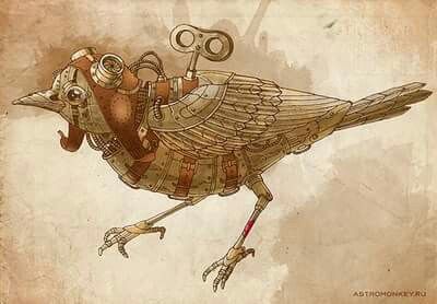 Clockwork bird Mechanical Bird, Gear Tattoo, Steampunk Bird, Steampunk Animals, Mechanical Animals, Steampunk Artwork, Steampunk Tendencies, Bee Drawing, Steampunk Art