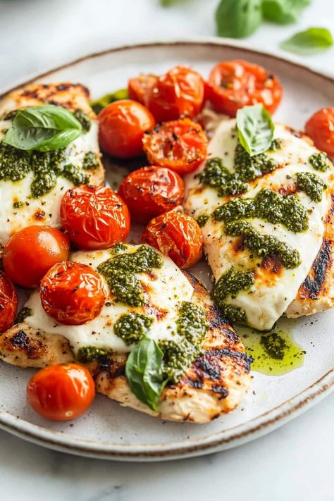 Grilled Chicken With Pesto, Chicken Margarita, Margarita Grilled Chicken, Pesto And Burrata, Grilled Chicken Margherita, Chicken With Pesto, Chicken Margherita, Pesto Cheese, Grill Chicken