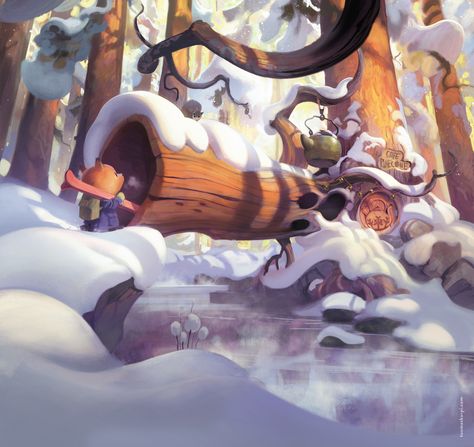 The Forest Coffee Shop , Tuomas Korpi on ArtStation at https://www.artstation.com/artwork/9l6Yv Forest Coffee Shop, Children Illustration Art, 동화 삽화, Concept Artist, Game Concept Art, Art Fantasy, Art Et Illustration, Visual Development, Environment Design