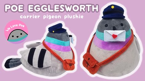 Project image for Poe Egglesworth the Postmaster Carrier Pigeon Plushie Carrier Pigeon, Circus Design, Pusheen Cute, Stitch Witchery, Sewing Templates, Delivery Bag, Plushie Patterns, Plush Pattern, Small Letters