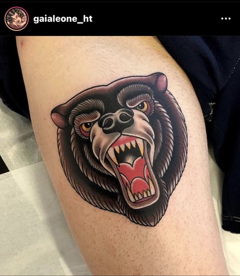 American Traditional Bear Head Tattoo, Bear Traditional Tattoo, American Traditional Bear, Bear Head Tattoo, Rachel Tattoo, Grizzly Tattoo, Traditional Bear Tattoo, Grizzly Bear Tattoos, Tattoo Chart