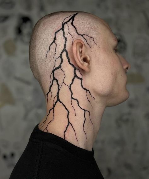 Lightning Face Tattoo, Goth Fashion Men, Lighting Tattoo, Lightning Bolt Tattoo, Horrible Tattoos, Master Tattoo, Lightning Tattoo, No Regrets Tattoo, Bolt Tattoo