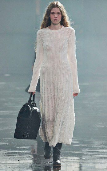 Women's Gabriela Hearst Fall/winter 2021 Collection | Moda Operandi Cashmere Dress, Gabriela Hearst, Knitwear Fashion, Knit Midi Dress, 가을 패션, White Fashion, New York Fashion Week, New York Fashion, Knit Dress