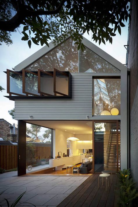 Elliott Ripper House is the addition and expansion of a two story contemporary home in Rozelle, Sydney, Australia, designed by Christopher Polly Architect.