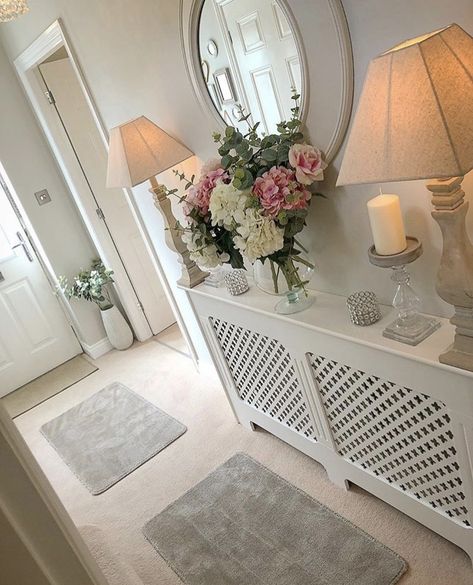 Front Hall Decor, Entrance Hall Decor, Home Radiators, Dream House Living Room, Hallway Inspiration, Narrow Hallway Decorating, Home Hall Design, Hallway Wall Decor, Hallway Designs