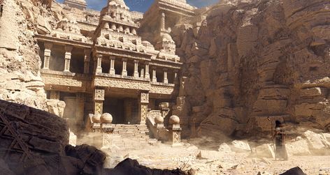 Temple Fantasy Art, Desert Temple, 3d Coat, African Village, Stylized Illustration, Temple Ruins, Treasure Planet, Dungeons And Dragons Homebrew, Digital Art Anime