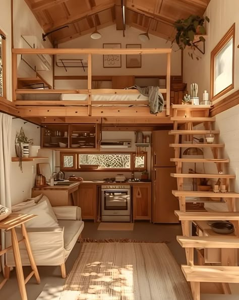 Fall Tiny House, 16x30 Cabin Floor Plans, Tiny Home Bedroom Loft, 12x24 Tiny House Interior, Tiny Home Cabin Interior, Mini Home Ideas, Tiny Home Design Floor Plans, Tiny Home Ideas Interiors, Tiny House Aesthetic