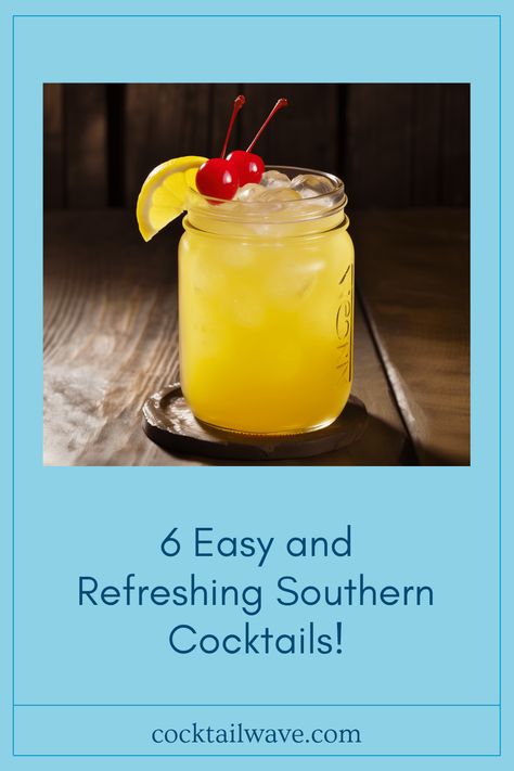 Discover these quick and tasty southern cocktail recipes, including the fruity and potent Yellow Hammer Slammer. Perfect for your next gathering or to simply unwind after a long day! Southern Cocktails Recipes, Southern Cocktails, Sweet Tea Cocktail, Southern Cocktail, Orange Juice Concentrate, Cocktail List, Sweet Cocktails, Tea Cocktails, Southern Cuisine