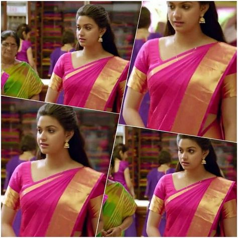 Keerthi Suresh in Saree - Unseen and Glamorous Pics | Styles At Life Golden Saree, Saree Hairstyles, Keerthi Suresh, Keerthy Suresh, Traditional Silk Saree, Set Saree, Cute Pics, Half Saree Designs, Actor Picture