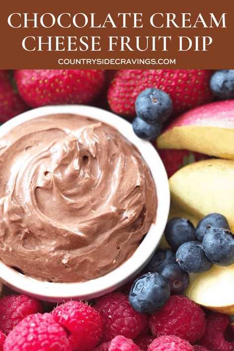 Cream Cheese Fruit Dip Recipe, Chocolate Fruit Dip, Easy Fruit Dip, Cream Cheese Fruit Dip, Fruit Appetizers, Fruit Dips Recipes, Chocolate Dipped Fruit, Sweet Dips, Cream Cheese Dips