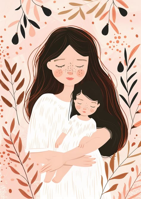 Mom And Daughter Illustration, Mother Daughter Illustration, Motherhood Illustration, Glass Mural, Mother Photography, Dreamy Love, Motherhood Art, Mother Daughter Art, Mum And Daughter