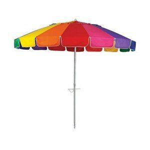 Carnivale Beach Umbrella - Huge 8ft Canopy - Rainbow Panels - BeachKit Rainbow Umbrella, Beach Table, Patio Umbrella Stand, Rainbow Beach, Easy Go, Shade Umbrellas, Garden Umbrella, Table Umbrella, Summer Learning