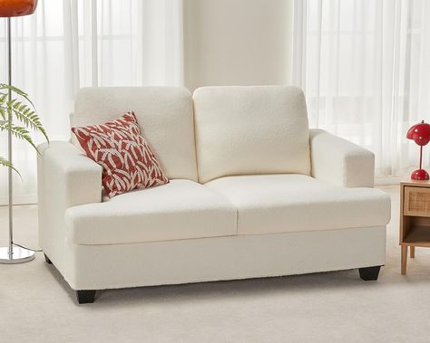 VanAcc Sofa, Comfy Sofa Couch with Extra Deep Seats, Modern Sofa- Loveseat, Couch for Living Room Apartment Lounge, Offwhite Bouclé Apartment Lounge, Sofa Comfy, Loveseat Couch, Light Colored Furniture, Couch For Living Room, Modern Sofa Couch, Living Room Apartment, Couch And Loveseat, Modern Couch