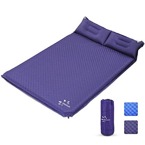 YOUKADA Sleeping-Pad Foam Self-Inflating Camping-Mat for Backpacking Sleeping Pad for Camping Self Inflating Camping Pad Sleeping Mat with Pillow for Traveling and Hiking (Navy, Small). For product  price info go to:  https://all4hiking.com/products/youkada-sleeping-pad-foam-self-inflating-camping-mat-for-backpacking-sleeping-pad-for-camping-self-inflating-camping-pad-sleeping-mat-with-pillow-for-traveling-and-hiking-navy-small/ 2 Person Camping Mattress, Camping Bed Ideas, Sleeping Pads For Camping, Camping Tricks, Camping Pad, Camping Sleeping Pad, Tenda Camping, Comfortable Camping, Camping Inspiration