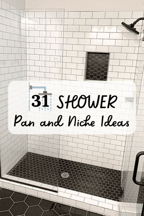 An important consideration when designing your shower is how you want to accent it. There are many shower pan and niche ideas to help take your bathroom to Shower Niche Tile Ideas, Shower Niche Ideas, Shower Accent Tile, Shower Pan Installation, Shower Pan Tile, Niche Ideas, Shower Tile Ideas, Simple Saree Designs, Black Tile