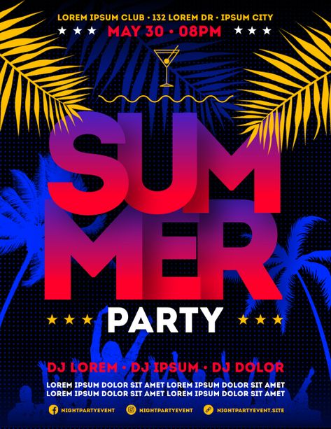 Copy of SUMMER PARTY FLYER | PosterMyWall Beach Party Poster Design, Event Flyer Design Layout, Summer Flyer Design, Summer Poster Design, Summer Party Poster, River Party, Party Advertising, Party Poster Design, Party Boats