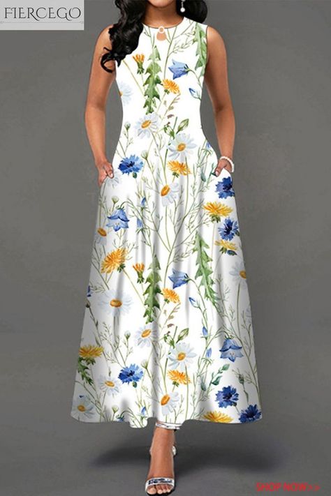 Boho Sleeveless Dress, Boho Dresses Long, Dress Women Elegant, Dress Stores Online, Printed Long Dresses, Maxi Dress Online, Long Dress Casual, Maxi Robes, Maxi Tank Dress