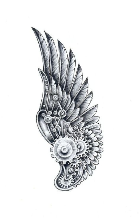 Steampunk Wings Tattoo, Steampunk Art Drawing, Steampunk Tattoo Design, Steampunk Tattoos, Steampunk Drawing, Heart With Wings Tattoo, Steampunk Wings, Wing Tattoo Men, Steampunk Tattoo