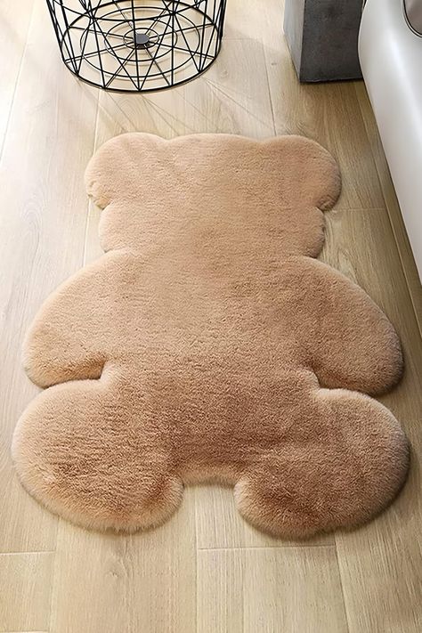 This whimsical area rug looks like a giant flattened teddy bear that face-planted down from a large height. 🧸 Sky E, Carpets For Kids, Bear Rug, Carpet Decor, Bear Nursery, Faux Fur Rug, Soft Teddy Bear, Soft Teddy