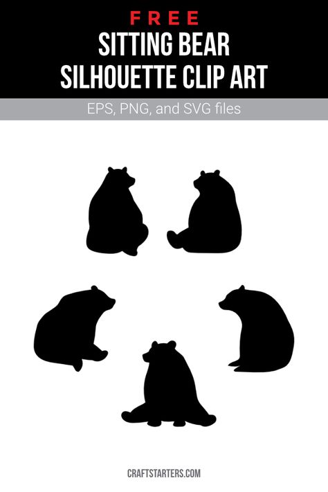 Bear Shilloute, Sitting Bear Drawing, Bear Silhouette Printable, Black Bear Silhouette, Indigenous Wisdom, Bear Stencil, Eyfs Ideas, Drawing Online, Sitting Bear