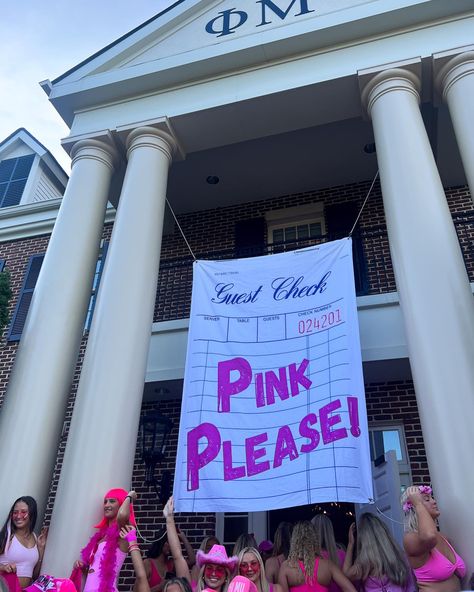 Banner Sorority Ideas, Sorority Banner Ideas Work Week, Phi Mu Aesthetic, Sorority Recruitment Work Week Themes, Rush Themes Sorority, Bid Day Signs, Sorority Banner Ideas, Zta Philanthropy, Sorority Retreat